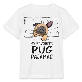 Schlafanzug Mops Hund Schlafshirt - Stanley/Stella Kinder T-Shirt MINI CREATOR  - Weiß - Vorne - Maike (125cm)