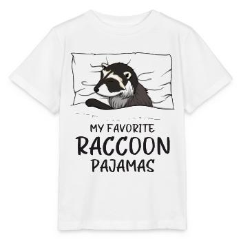 Schlafanzug Waschbär Schlafshirt - Stanley/Stella Kinder T-Shirt MINI CREATOR  - Weiß - Vorne - Maike (125cm)