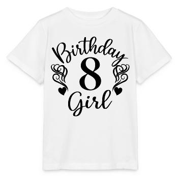 8th Birthday Girl, 8 Years Old Gift For Kids - Stanley/Stella MINI CREATOR Kids’ T-Shirt - white - Front - Maike (125cm)