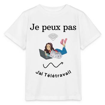 je peux pas j'ai télétravail - T-shirt bio MINI CREATOR Stanley/Stella Enfant - blanc - Devant - Maike (125cm)