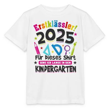 Erstklässler 2025 Einschulung Kita Kiga Geschenk - Stanley/Stella Kinder T-Shirt MINI CREATOR  - Weiß - Vorne - Maike (125cm)