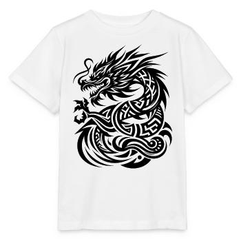 Dragon Tribal Tattoo Kunstvolles Design - Stanley/Stella Kinder T-Shirt MINI CREATOR  - Weiß - Vorne - Maike (125cm)