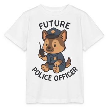 Chien policier mignon – Future Wish Police - T-shirt bio MINI CREATOR Stanley/Stella Enfant - blanc - Devant - Maike (125cm)