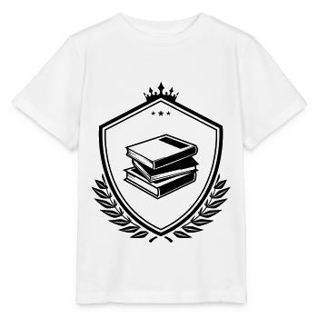 Bücher lernen wappen - Stanley/Stella Kinder T-Shirt MINI CREATOR  - Weiß - Vorne - Maike (125cm)
