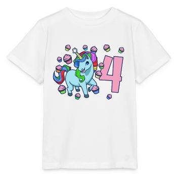 Mit Einhorn - Mädchen Geburtstag 4 Jahre - Stanley/Stella Kinder T-Shirt MINI CREATOR  - Weiß - Vorne - Maike (125cm)
