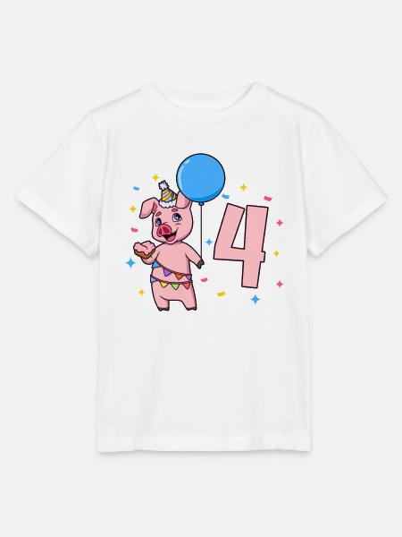 Mit Schwein - Kinder Geburtstag 4 Jahre - Stanley/Stella T-shirt MINI CREATOR til børn - hvid