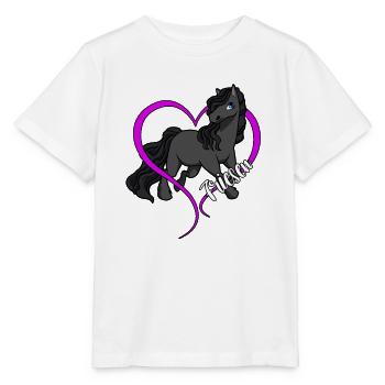 Pferdeliebhaber - Friesen - Stanley/Stella Kinder T-Shirt MINI CREATOR  - Weiß - Vorne - Maike (125cm)