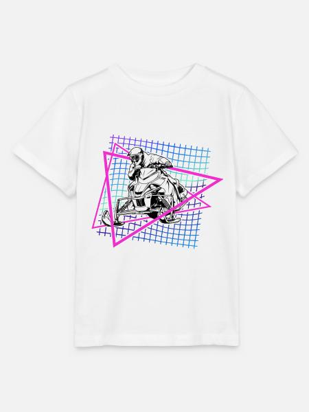 Retrowave Schneemobil - Stanley/Stella Kinder T-Shirt MINI CREATOR  - Weiß