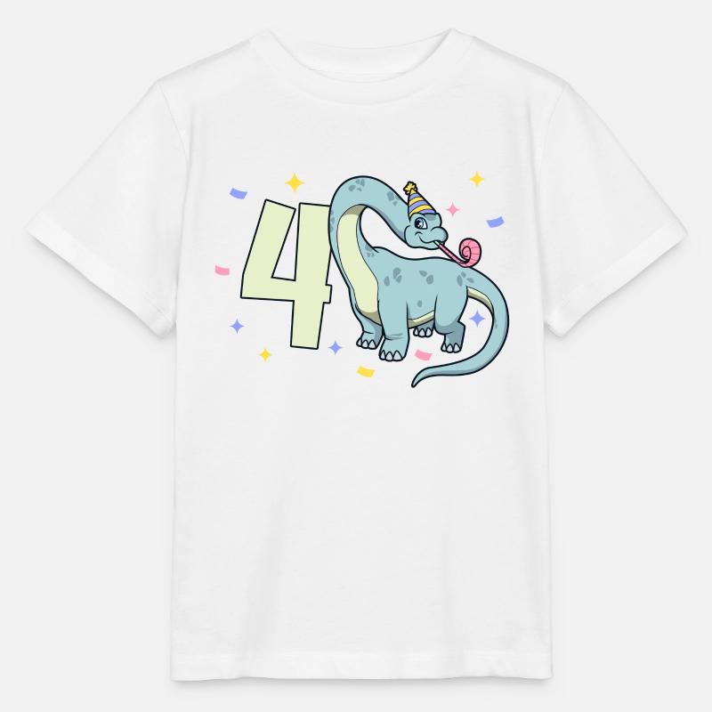 Mit Brachiosaurus - Kinder Geburtstag 4 Jahre - Stanley/Stella Kinder T-Shirt MINI CREATOR  - Weiß