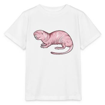 Dessin d’un rat-taupe nu - T-shirt bio MINI CREATOR Stanley/Stella Enfant - blanc - Devant - Maike (125cm)