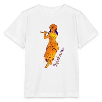 Dieu hindou - le joueur de flûte bleue Krishna - T-shirt bio MINI CREATOR Stanley/Stella Enfant - blanc - Devant - Maike (125cm)