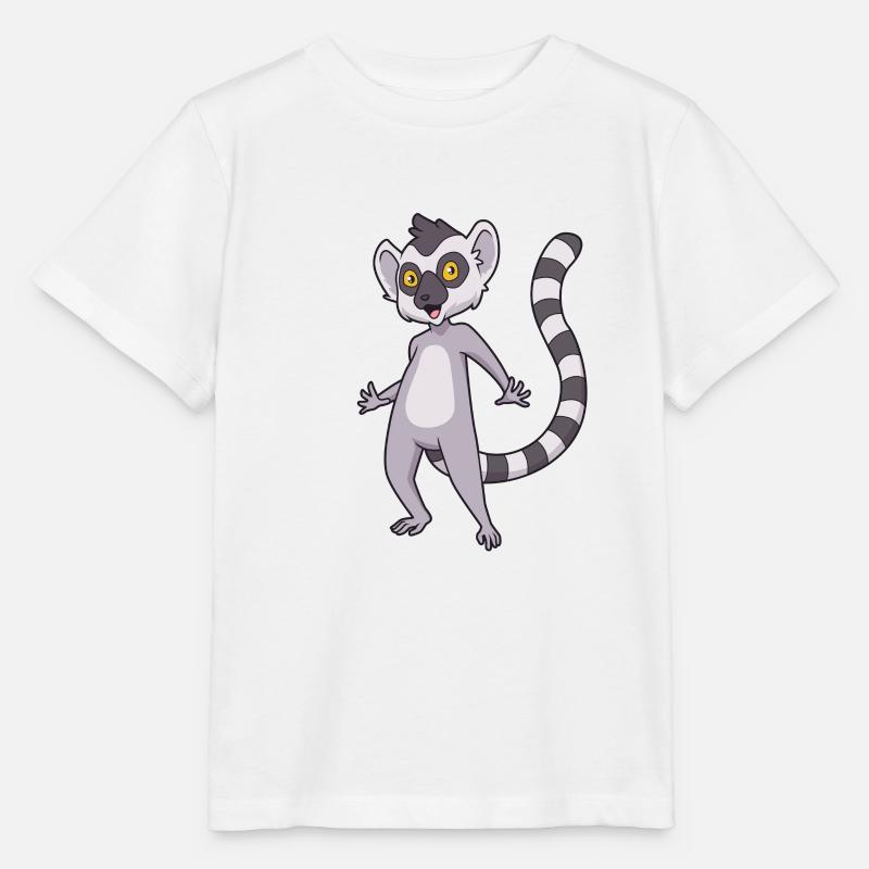 Kawaii Lémurien à queue annelée - T-shirt bio MINI CREATOR Stanley/Stella Enfant - blanc
