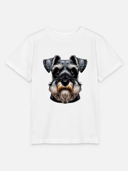 Dog Face - Schnauzer - Stanley/Stella MINI CREATOR Kids’ T-Shirt - white