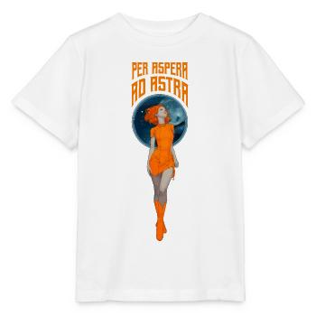 Per Aspera ad Astra – Retro Astronautin - Stanley/Stella Kinder T-Shirt MINI CREATOR  - Weiß - Vorne - Maike (125cm)