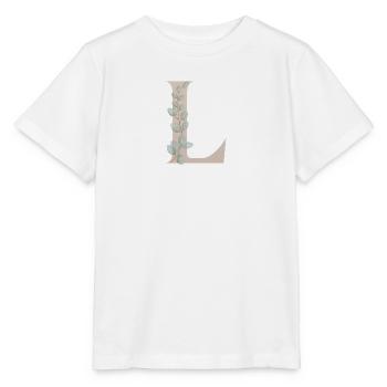 Lettre L avec vrille de fleur - T-shirt bio MINI CREATOR Stanley/Stella Enfant - blanc - Devant - Maike (125cm)
