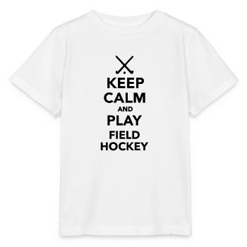 Keep calm play Field Hockey - Stanley/Stella MINI CREATOR Kids’ T-Shirt - white - Front - Maike (125cm)