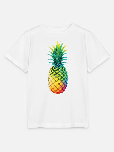 Regenbogen-Ananas Illustration - Stanley/Stella Kinder T-Shirt MINI CREATOR - Weiß
