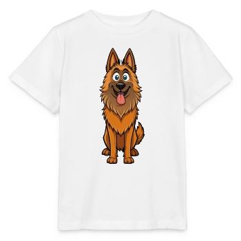 Intensiver Ausdruck eines belgischen Tervuren - Stanley/Stella Kinder T-Shirt MINI CREATOR  - Weiß - Vorne - Maike (125cm)