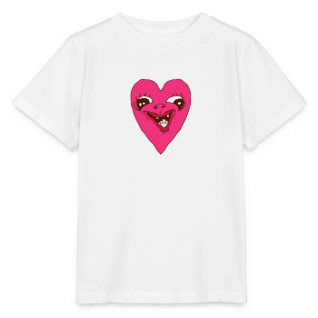 Herz Grimasse - Hässliches Herzgesicht - Stanley/Stella Kinder T-Shirt MINI CREATOR  - Weiß - Vorne - Maike (125cm)