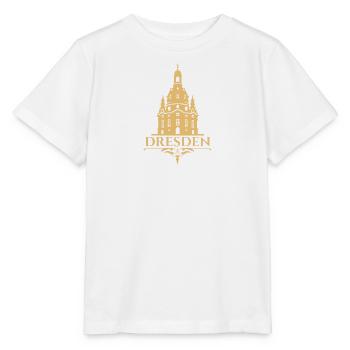 Dresden: Architectural Landmark in Gold - Stanley/Stella MINI CREATOR Kids’ T-Shirt - white - Front - Maike (125cm)