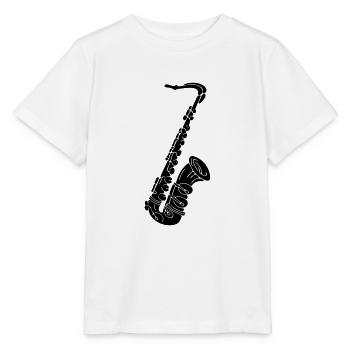 Saxofon - Saxophon ein Holzblasinstrument - Stanley/Stella Kinder T-Shirt MINI CREATOR  - Weiß - Vorne - Maike (125cm)