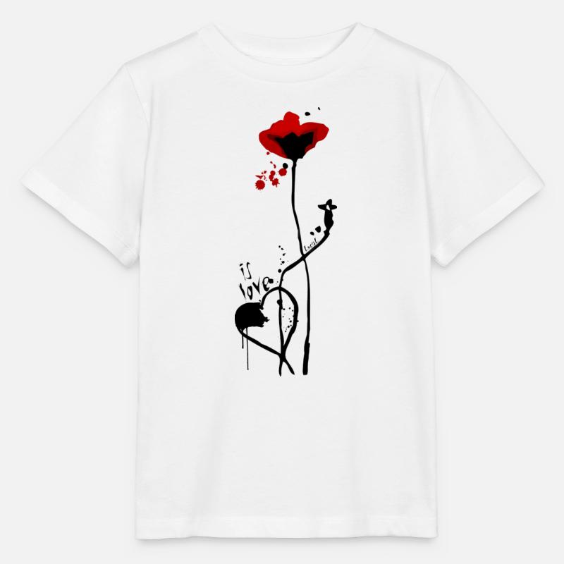 C’est l’amour.. avec design coquelicot - T-shirt bio MINI CREATOR Stanley/Stella Enfant - blanc