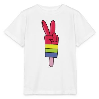 Eis am Stiel Friedenszeichen Peace - Stanley/Stella Kinder T-Shirt MINI CREATOR  - Weiß - Vorne - Maike (125cm)