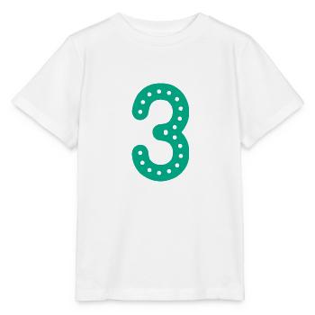 3 JAHRE. 3. JAHRESTAG. GEBURTSTAG 3 JAHRE. 3 - Stanley/Stella Kinder T-Shirt MINI CREATOR  - Weiß - Vorne - Maike (125cm)