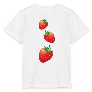3 Erdbeeren gehen runter - Stanley/Stella Kinder T-Shirt MINI CREATOR  - Weiß - Vorne - Maike (125cm)