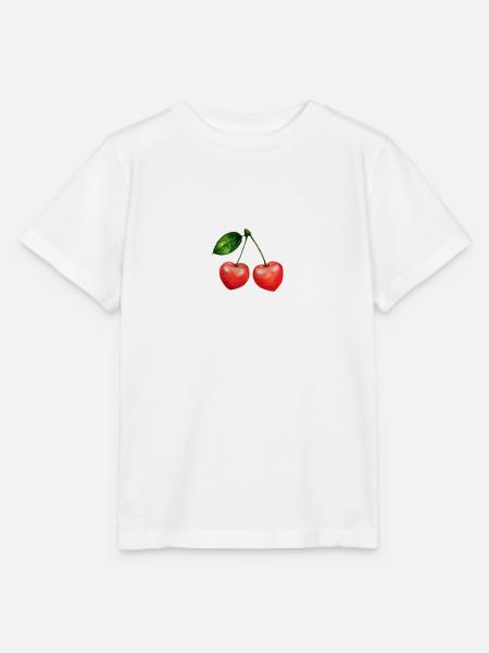Cherry Heart Love - Stanley/Stella MINI CREATOR Kids’ T-Shirt - white