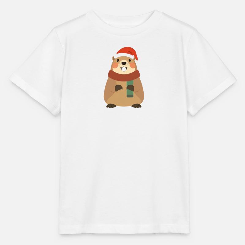 Marmotte avec écharpe - T-shirt bio MINI CREATOR Stanley/Stella Enfant - blanc