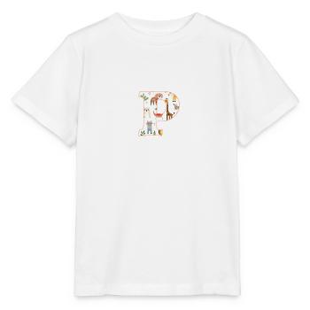 Letter P, Monogram, Animal Pattern - Stanley/Stella MINI CREATOR Kids’ T-Shirt - white - Front - Maike (125cm)