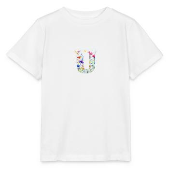 Lettre U, Monogramme, Motif Floral - T-shirt bio MINI CREATOR Stanley/Stella Enfant - blanc - Devant - Maike (125cm)