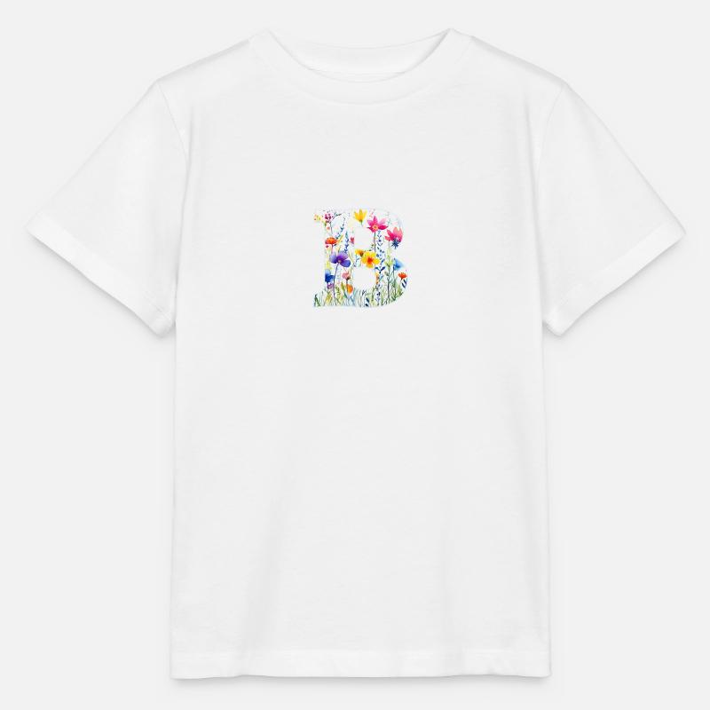 Buchstabe B, Monogramm, Blumenmuster - Stanley/Stella Kinder T-Shirt MINI CREATOR - Weiß