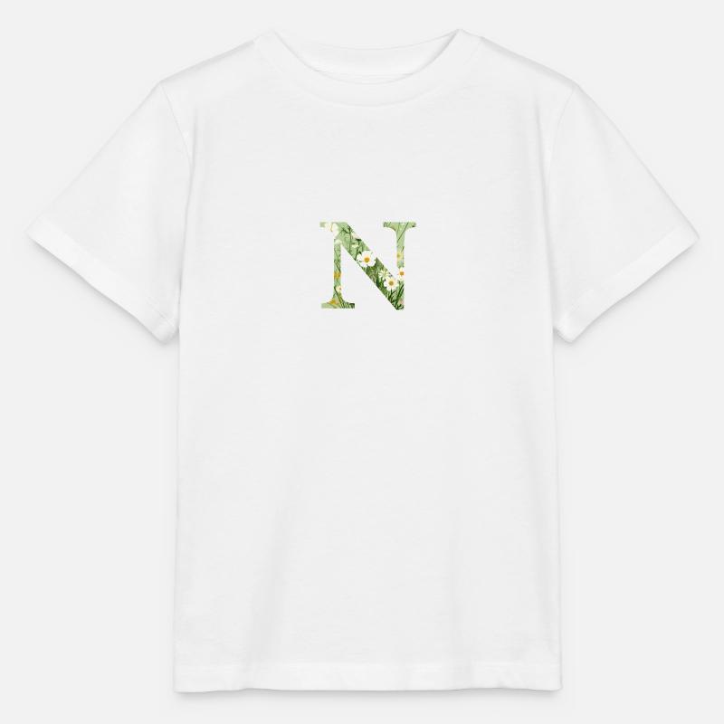 Buchstabe N, Monogramm, Blumenmuster - Stanley/Stella Kinder T-Shirt MINI CREATOR  - Weiß