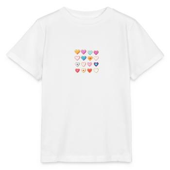 Colorful funny hearts, customizable - Stanley/Stella MINI CREATOR Kids’ T-Shirt - white - Front - Maike (125cm)