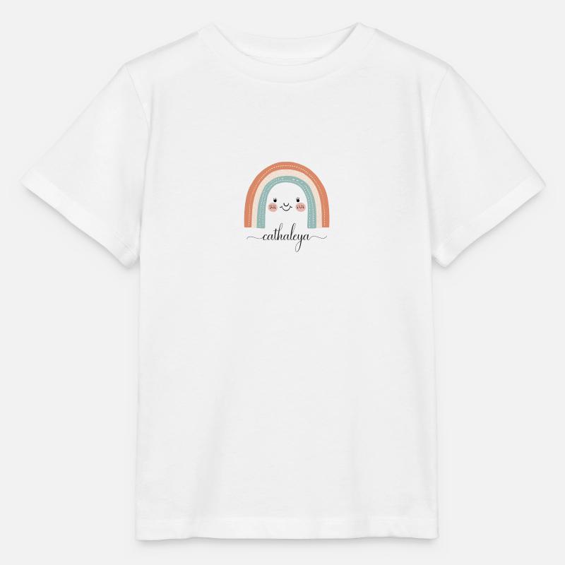 Cathaleya ! Design arc-en-ciel, personnalisable - T-shirt bio MINI CREATOR Stanley/Stella Enfant - blanc