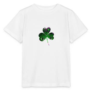 Trèfle, paillettes, trèfle, feuille, vert - T-shirt bio MINI CREATOR Stanley/Stella Enfant - blanc - Devant - Maike (125cm)