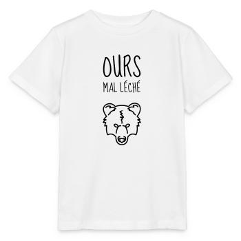 Ours Mal Léché - Caractère - Râleur - Râler - Rire - T-shirt bio MINI CREATOR Stanley/Stella Enfant - blanc - Devant - Maike (125cm)