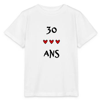 30 ANS. 30e ANNIVERSAIRE. ANNIVERSAIRE 30 ANS. 30 - T-shirt bio MINI CREATOR Stanley/Stella Enfant - blanc - Devant - Maike (125cm)