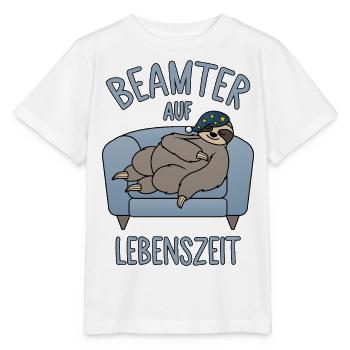 Faultier Couch - Beamter auf Lebenszeit - Stanley/Stella Kinder T-Shirt MINI CREATOR  - Weiß - Vorne - Maike (125cm)
