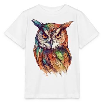 Eule Uhu Vogel Nachtvogel Tier Nacht Mond Natur - Stanley/Stella Kinder T-Shirt MINI CREATOR  - Weiß - Vorne - Maike (125cm)