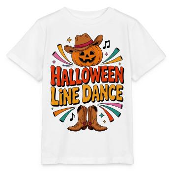 Halloween Line Dance Kürbis - Stanley/Stella Kinder T-Shirt MINI CREATOR  - Weiß - Vorne - Maike (125cm)