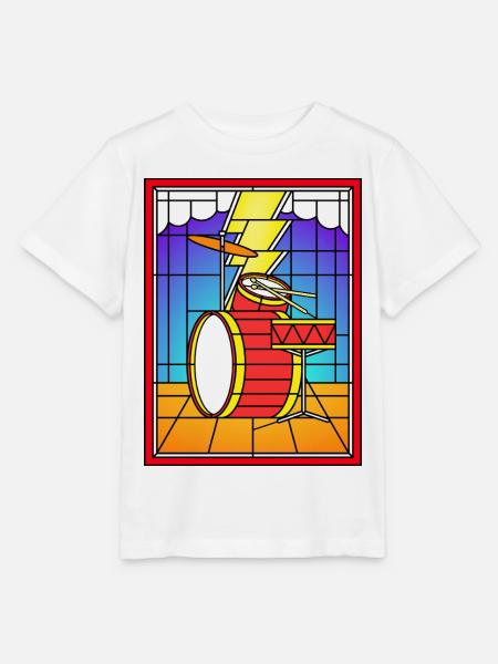 Buntglas-Schlagzeug Set - Stanley/Stella Kinder T-Shirt MINI CREATOR - Weiß