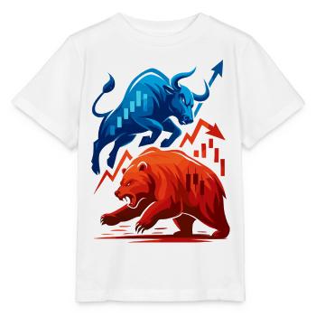 Stier gegen Bär Wall Street Börsenkampf Aktien - Stanley/Stella Kinder T-Shirt MINI CREATOR  - Weiß - Vorne - Maike (125cm)