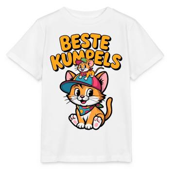 Cute cat and mouse as best friends - Stanley/Stella MINI CREATOR Kids’ T-Shirt - white - Front - Maike (125cm)