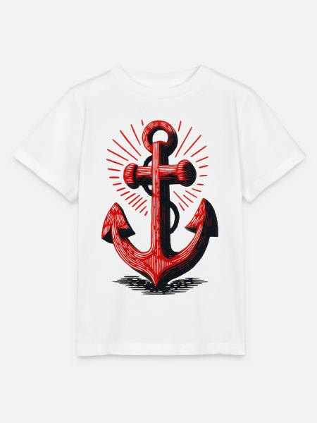 Rotes Anker Sonnenstrahl Muster - Stanley/Stella Kinder T-Shirt MINI CREATOR - Weiß