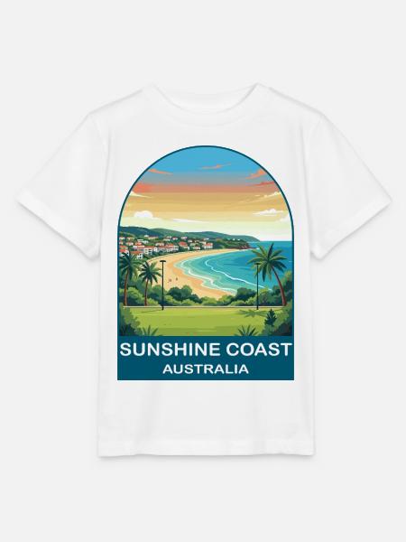 Sunshine Coast Australien Strandreiseplakat - Stanley/Stella Kinder T-Shirt MINI CREATOR - Weiß