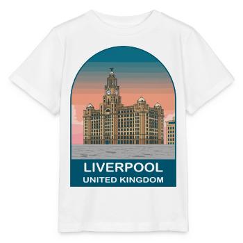 Liverpool UK Vintage Travel Poster Art - Stanley/Stella MINI CREATOR Kids’ T-Shirt - white - Front - Maike (125cm)