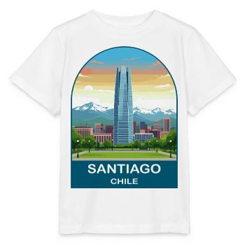 Santiago Chile Vintage Retro Travel Poster Badge - Stanley/Stella MINI CREATOR Kids’ T-Shirt - white - Front - Maike (125cm)